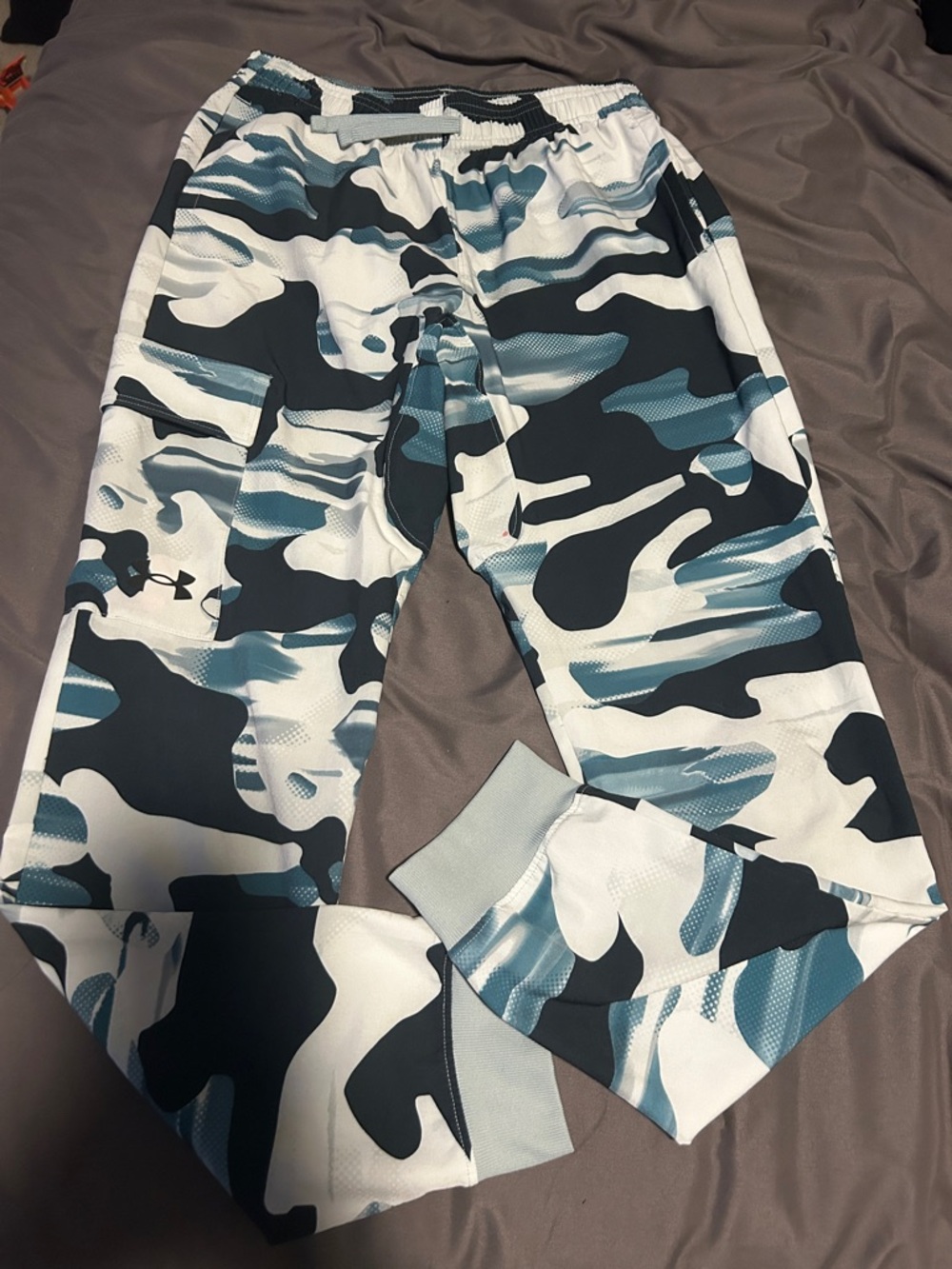 Under Armour Blue White Camo Cargo Joggers for Kids